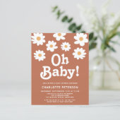 Retro Daisy Baby Dusche Einladung (Stehend Vorderseite)