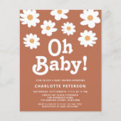 Retro Daisy Baby Dusche Einladung (Vorderseite)
