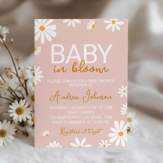 Retro Daisy Baby Shower Einladung