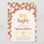 Retro Daisy Baby Shower Einladung | Retro Baby (Vorne/Hinten)