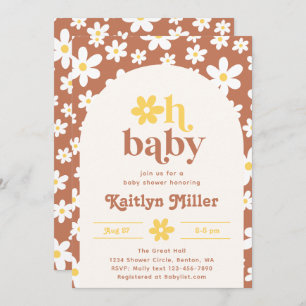Retro Daisy Baby Shower Einladung   Retro Baby