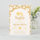 Retro Daisy Baby Shower Einladung | Retro Baby (Stehend Vorderseite)