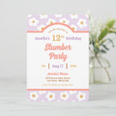 Retro Daisy Birthday Slumber Party Einladung (Stehend Vorderseite)