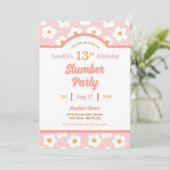 Retro Daisy Birthday Slumber Party Einladung (Stehend Vorderseite)