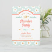 Retro Daisy Birthday Slumber Party Einladung (Stehend Vorderseite)