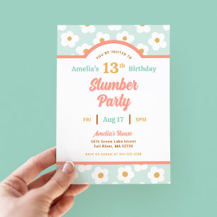 Retro Daisy Birthday Slumber Party Einladung