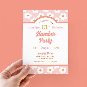 Retro Daisy Birthday Slumber Party Einladung