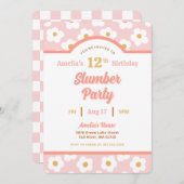 Retro Daisy Birthday Slumber Party Einladung (Vorne/Hinten)