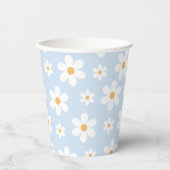 Retro Daisy Blue Paper Teller Pappbecher (Vorderseite)