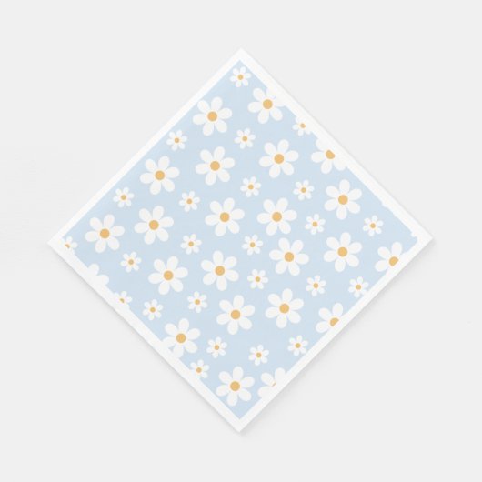 Retro Daisy Blue Paper Teller Serviette (Ecke)