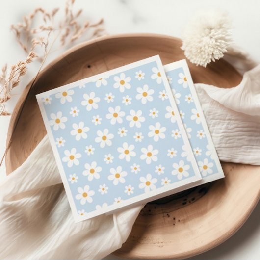 Retro Daisy Blue Paper Teller Serviette