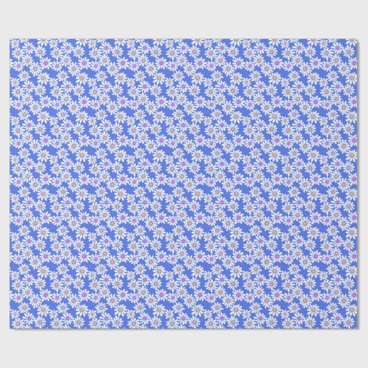 Retro Daisy Blume auf Periwinkle Geschenkpapier (Flach)