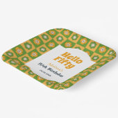 Retro Daisy Blume Checkered Hallo 50 Geburtstag Pappteller (Gewinkelt)