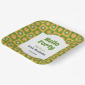 Retro Daisy Blume Checkered Hello 40 Geburtstag Pappteller (Gewinkelt)