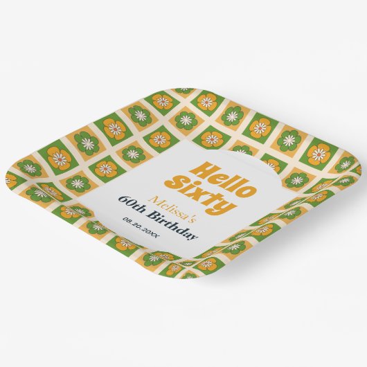 Retro Daisy Blume Checkered Pappteller (Gewinkelt)