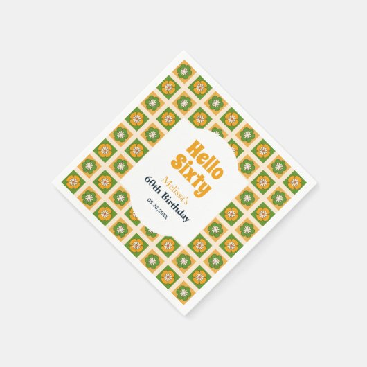 Retro Daisy Blume Checkered Serviette (Ecke)