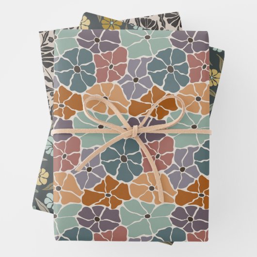 Retro Daisy & Blume Geschenkpapier Set (Beispiel)