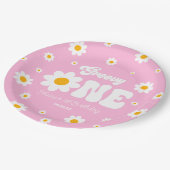 Retro Daisy Blume Groovy 1. Geburtstag Party Pappteller (Schrägansicht)