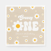 Retro Daisy Blume Groovy 1. Geburtstag Party Serviette (Vorderseite)