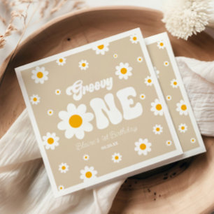 Retro Daisy Blume Groovy 1. Geburtstag Party Serviette