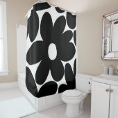 Retro Daisy Blume in Schwarz und Weiß #1 #floral  Duschvorhang (Beispiel)