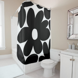 Retro Daisy Blume in Schwarz und Weiß #1 #floral Duschvorhang