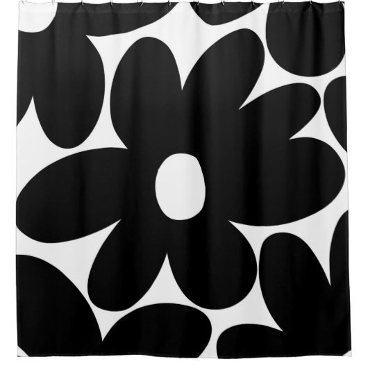 Retro Daisy Blume in Schwarz und Weiß #1 #floral  Duschvorhang (Vorderseite)