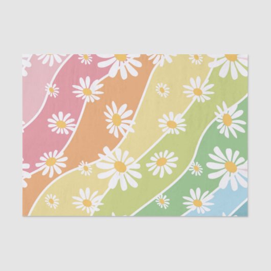 Retro Daisy Blume Pastellstreifen Seidenpapier (Vorderseite)