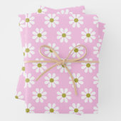Retro Daisy Blume Pattern in Rosa Geschenkpapier Set (Beispiel)