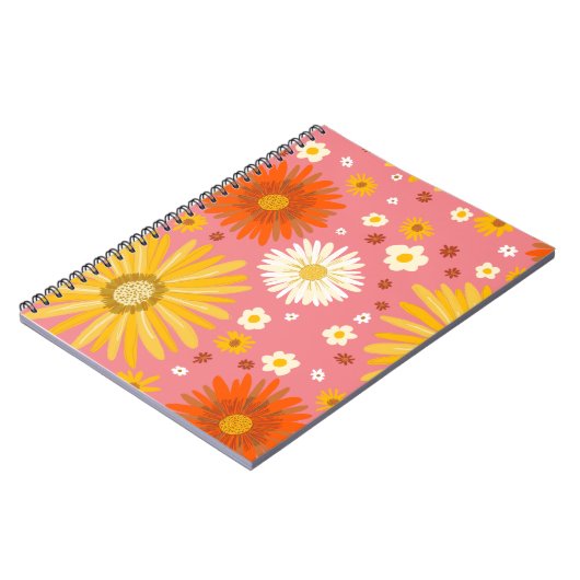 Retro Daisy Blume Pattern Notizblock (Linke Seite)