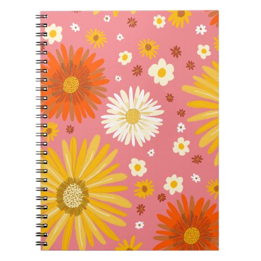 Retro Daisy Blume Pattern Notizblock (Vorderseite)