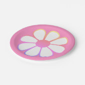 Retro Daisy Blume Single in rosa Farbe Pappteller (Schrägansicht)