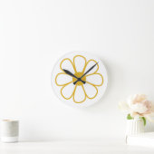 Retro Daisy Blume Single in Senfgelb Runde Wanduhr (Zuhause)