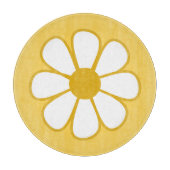 Retro Daisy Blume Single in Senfgelb Schneidebrett (Vorderseite)