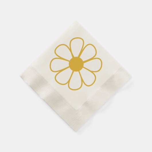 Retro Daisy Blume Single in Senfgelb Serviette (Ecke)