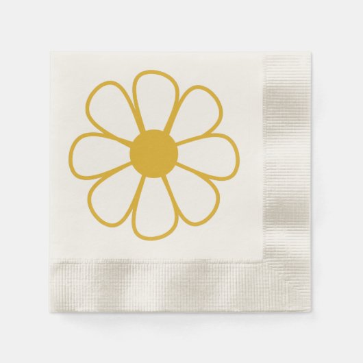 Retro Daisy Blume Single in Senfgelb Serviette (Vorderseite)