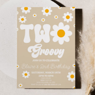 Retro Daisy Blume Two Groovy 2. Geburtstagsjubiläu Einladung