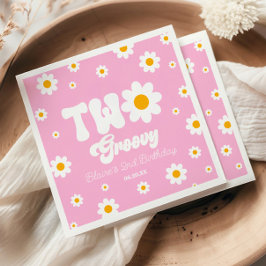 Retro Daisy Blume Two Groovy 2. Geburtstagsjubiläu Serviette