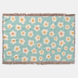 Retro Daisy Blumenmuster-Fleece-Fußleiste Decke