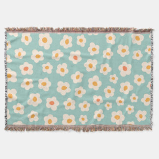 Retro Daisy Blumenmuster-Fleece-Fußleiste Decke