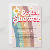 Retro Daisy blush Pink Rainbow Brautparty Einladung (Vorderseite)