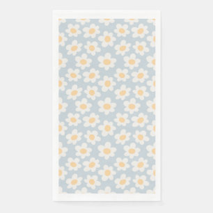 Retro-Daisy-Blüten auf blauem Hintergrund Serviette