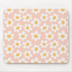 Retro-Daisy-Blüten auf rosa Hintergrund Mousepad