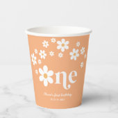 Retro daisy boho 1. Geburtstag Pappbecher (Vorderseite)