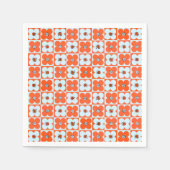 Retro Daisy Boho Checkered Orange Paper Napkin Serviette (Vorderseite)