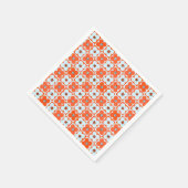 Retro Daisy Boho Checkered Orange Paper Napkin Serviette (Ecke)