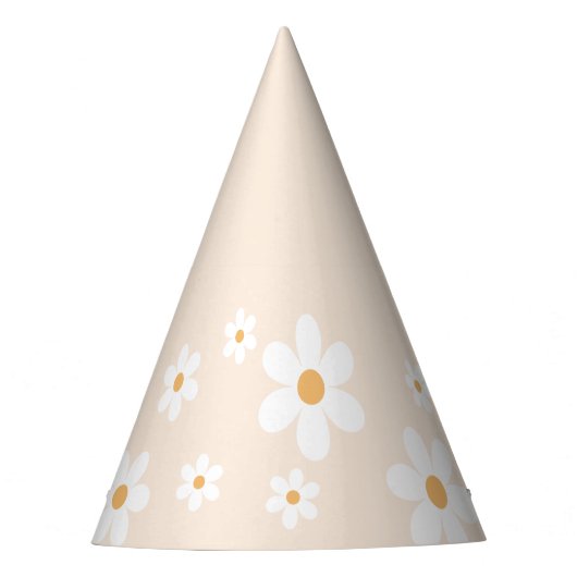 Retro daisy boho Creme Party Hat Partyhütchen (Vorderseite)