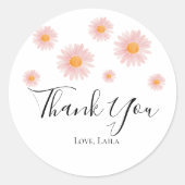 Retro daisy boho floral birthday thank you favor runder aufkleber (Vorderseite)