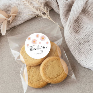 Retro daisy boho floral birthday thank you favor runder aufkleber