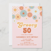 Retro Daisy Boho Groovy Floral Birthday Einladung (Vorderseite)